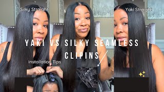 Seamless Clip ins The difference between Yaki amp Silky Straight Luvme hair [upl. by Elam]