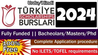 Apply 2024 Turkiye Burslari Scholarship  BSMSPHD  Fully Funded  Application Submission Urdu [upl. by Natsud]