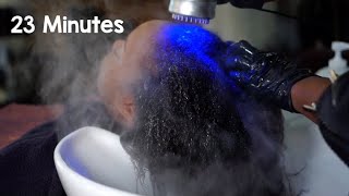 THE BEST HAIR WASHING 🧼🫧 4B Hair Silk Press Spa Day We cut off all the damage [upl. by Desirae]