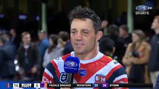 Video NRLs Cooper Cronk and Cameron Smith embrace with hug after game [upl. by Onailerua]