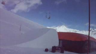 Snowboard Airbag Inverted First Attempts at Tignes 2010 Snowpark [upl. by Clarise]