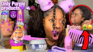 Doing my Damage Hair Only Using PURPLE hair Products [upl. by Crandall712]