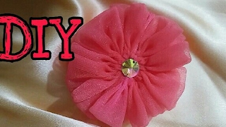 DIY Tutorial How to make Easy Fabric Flower Rose  How to make a circular Tulle flower  net flowers [upl. by Krock544]