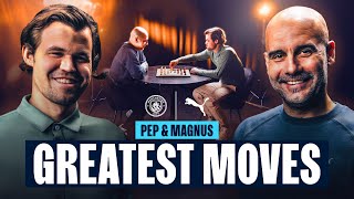 WHEN GENIUSES MEET  Pep meets Chess Grandmaster Magnus Carlsen [upl. by Novla]