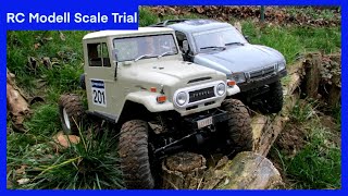 Axial SCX10 Toyota Landcruiser BJ45 amp RC Scale Modell Honcho beim Scale Trial im steinigen Parcour [upl. by Justus]