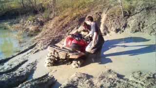 Honda Rancher 420 4x4 Muddin STUCK [upl. by Aeneus135]