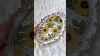 Painting a Mirror Tray  CAMILLA CREATIONS camillacreations acrylic resinart flowers painting [upl. by Imeon]