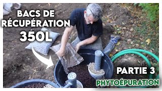 4 GRATUIT et efficace  Je recycle danciens godets darbre de 350L pour faire ma PHYTOEPURATION [upl. by Jermayne543]