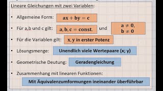 Lineare Gleichungen mit 2 Variablen [upl. by Ennoitna]