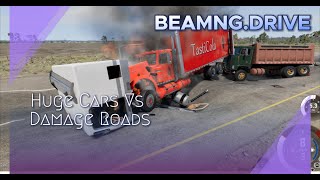 Huge Cars Vs Damage Roads 2  NgBeam Nd Crash  BeamNgDrive [upl. by Ettennahs750]