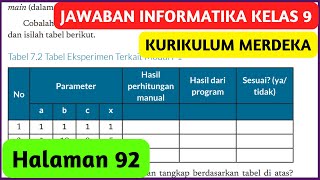 Kunci Jawaban Informatika Kelas 9 Halaman 92 Kurikulum Merdeka Tabel 72 Tabel Eksperimen [upl. by Trista]