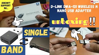 DLink DWA131 Wireless Single Band N Nano USB Adapter Black Colour Unboxing [upl. by Nnaes]