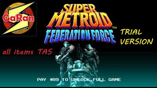 High Quality Super Metroid Federation Force quotall itemsquot ToolAssisted Speed run [upl. by Hsatan]