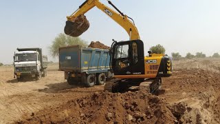 JCB NXT 140 poclain machine working in loading tata truck 2518 poclain machine inworking helloGagan [upl. by Htiaf]