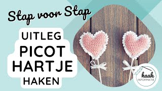 Haakpatroon Picot Hartje  Hartje Haken  Haakinformatienl [upl. by Anirol]