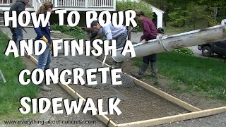 CONCRETE SIDEWALK  FORMING POURING AND FINISHING [upl. by Fawn395]