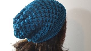 Tutorial on How to Loom Knit a Slouchy Beanie Hat [upl. by Humbert]