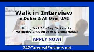 Walk in Interview in Dubai Tomorrow amp Today Jobs 2024 [upl. by Hafirahs]