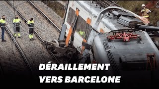 À Vacarisses près de Barcelone un glissement de terrain fait dérailler un train [upl. by Ramo]