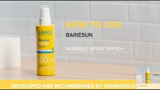 Uriage Bariesun Invisible spray SPF50  How to use [upl. by Marolda]