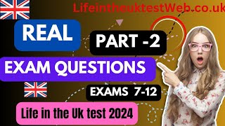 REAL EXAM QUESTIONS LIFE IN UK TEST 2024EXAM 712lifeinuktest [upl. by Arytas]