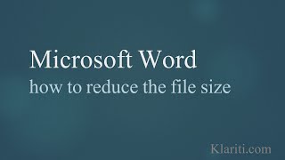 MS Word  How to reduce the File Size by 60 [upl. by Innig847]