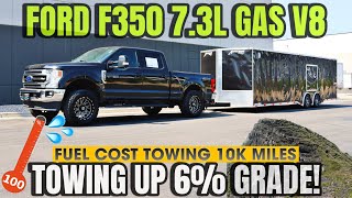 100 Degree Stress Towing With A Ford F350 73L Gas V8 Up 6 Grade Better Than GM’s HD L8T MPG RUN [upl. by Fennelly]