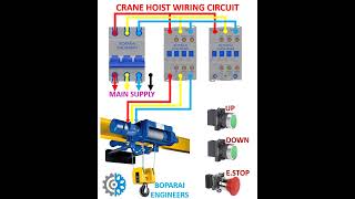 CRANE HOIST WIRING CIRCUIT electrical electrician wiring crane motor MCB buttons contactor [upl. by Tanny967]