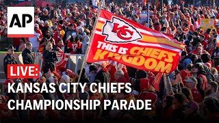 Kansas City Chiefs parade 2024 Full speeches from Patrick Mahomes Travis Kelce [upl. by Natsrik]