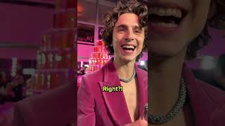 Timothée Chalamet losing it over a tiny mic 🎤 shorts [upl. by Penoyer]