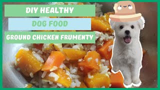 DIY Dog Food  Ground Chicken Frumenty  Dog Food Using Ground Chicken Squash and Carrots [upl. by Luhar]