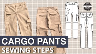 CARGO Pants for Men DIY  Complete Sewing Steps  PDF Patterns Boutique Sew Along [upl. by Vaden129]