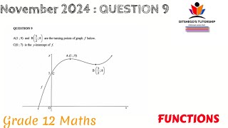 Grade 12 Mathematics P1 November 2024  Question 9  Cubic graph [upl. by Lilyan]