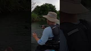 GIANT Bass on PINK Lure kayakfishing bassfishing riverfishing [upl. by Areit341]