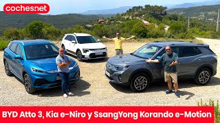 BYD Atto 3 Kia eNiro y SsangYong Korando eMotion  Prueba  Review en español  cochesnet [upl. by Yesak559]