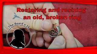 Restoring and resizing an old silver ring [upl. by Llerrej]