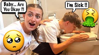 Getting Sick and ‘Throwing Up’ Prank CUTE Reaction From GF [upl. by Akemej]