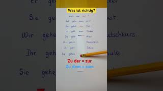 Zum oder zur Präposition mit Dativ deutsch german deutschlernen shorts learngerman germany [upl. by Nishi]