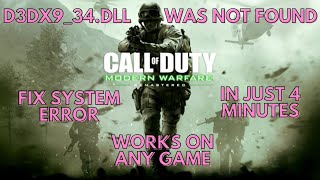 How to fix d3dx934dll is missing error  Call of duty 4 modern warfare  need for speed 2023 [upl. by Yemac]