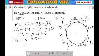 A quadrilateral PQRS is drawn to circumscribe a circle If PQ  12 cm QR  15 cm and RS  14 cm [upl. by Esidnak644]