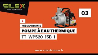 MISE EN ROUTE POMPE A EAU THERMIQUE 52 cm3 SILEX FRANCE® 15 m³heure [upl. by Anilak]