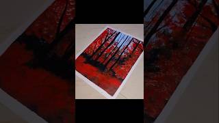 Red forest tree landscape acrylic painting art acrylic painting artgalleryRedforesttrending [upl. by Lednik645]