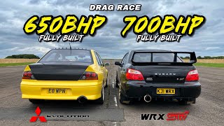 EVO vs STI 700HP SUBARU WRX STI vs 650HP MITSUBISHI EVO 8 [upl. by Ultann]