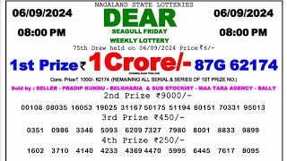 🔴 Dear Evening 0800 PM Nagaland State Lottery Result Today ll Date06092024 ll [upl. by Uy]