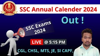 SSC Annual Calendar 2024 out  Central government exams  CGL CHSL JE MTS CAPF Sparks Academy [upl. by Nnyla]