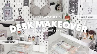 2023 aesthetic desk makeover neutral theme ☆ skadis pegboard setup kvissle magazine rack amp hauls [upl. by Justin]