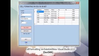 SIMPLE WAY Cell Formatting on DataGridView VBNet  Visual Studio 2010 [upl. by Thea]