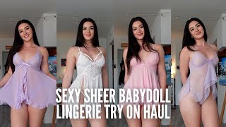 SHEER BABYDOLL LINGERIE TRY ON HAUL  SHEIN LINGERIE HAUL [upl. by Bale652]