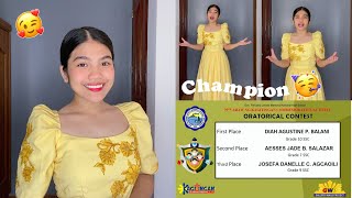 79th ARAW NG KAGITINGAN  ORATORICAL CONTEST SCHOOL LEVEL  CHAMPION  Diah Agustine [upl. by Anelahs498]