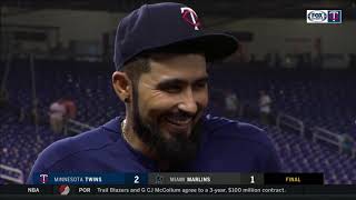 Sergio Romo on his Twins debut [upl. by Ahsekel]